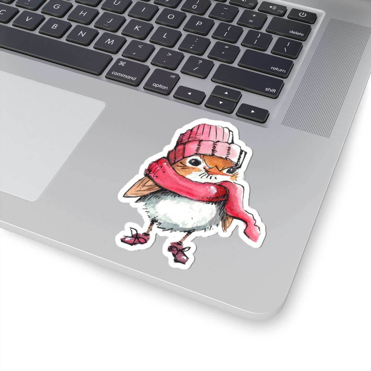 Cozy Winter Bird Kiss-Cut Sticker