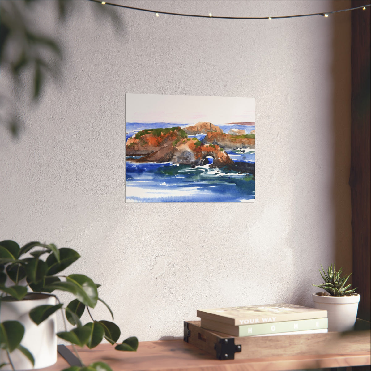 Coastal Arch Watercolor Fine Art Poster — Ocean Landscape Print