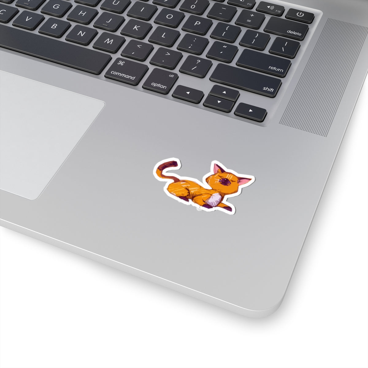 Relaxed Orange Cat Kiss-Cut Sticker — Cute Laptop & Journal Decal