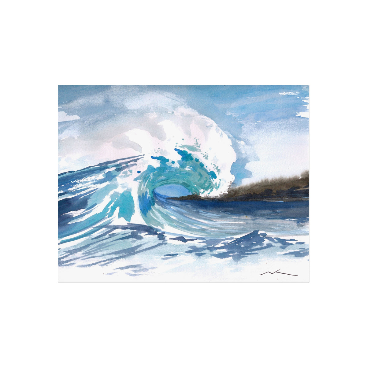 Ocean Wave Fine Art Poster — Watercolor Seascape Wall Art