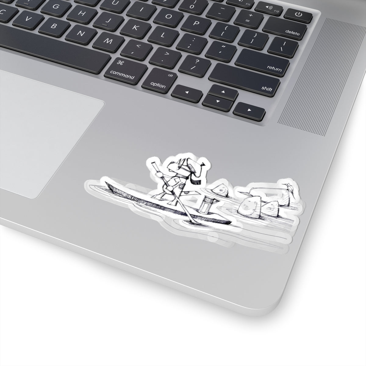 Paddle Dog Sticker — Hand-Drawn Adventure Kiss-Cut Sticker