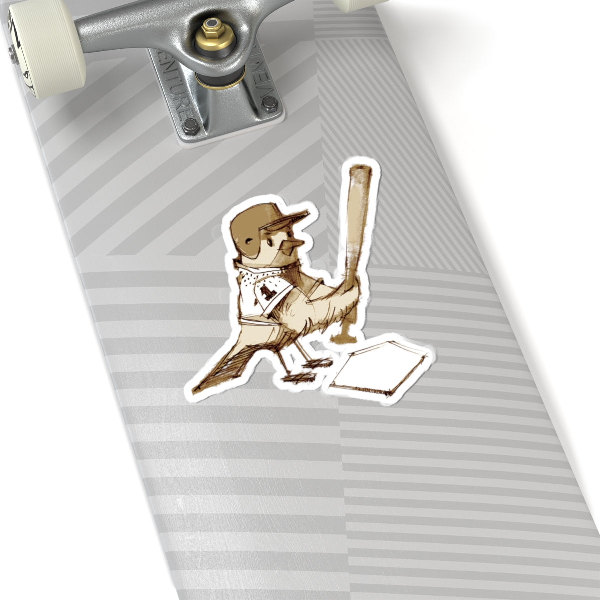 Baseball Bird Kiss-Cut Sticker — Vintage Batting Bird Sticker for Laptops, Water Bottles & Gear