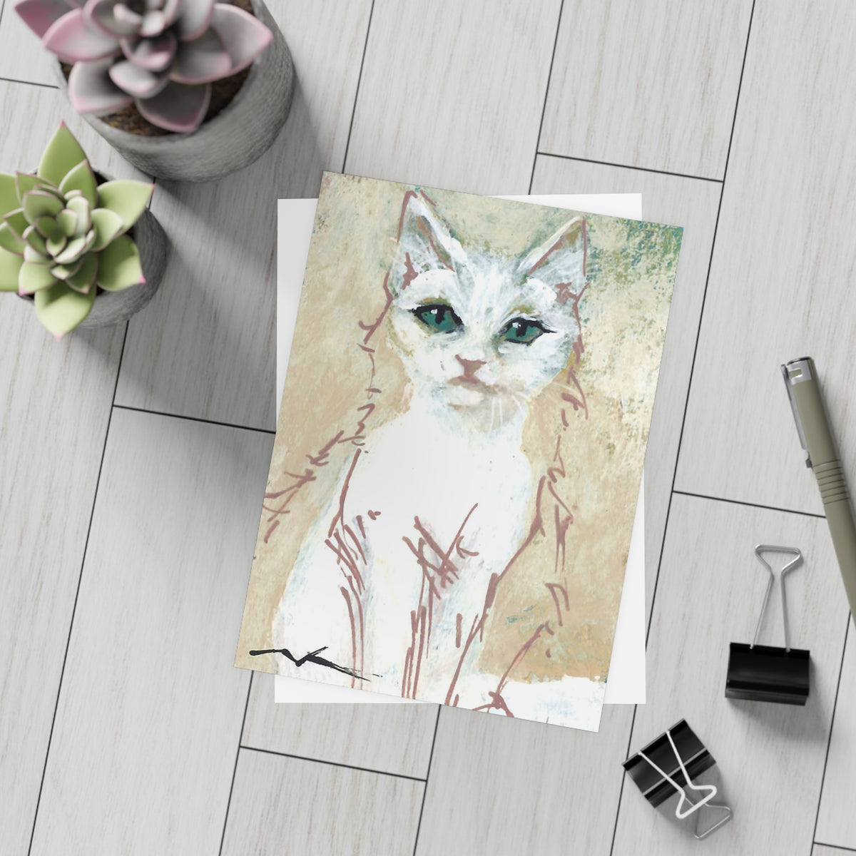 White Cat-Cute Cat-Postcard Bundles (envelopes included)
