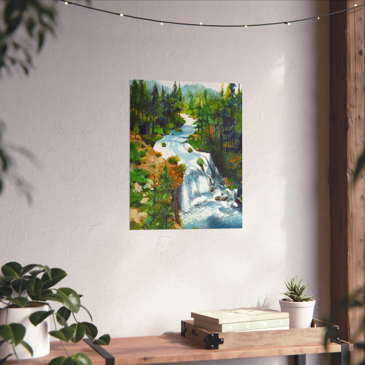 Fine Art Poster, Forest Waterfall Landscape Wall Art