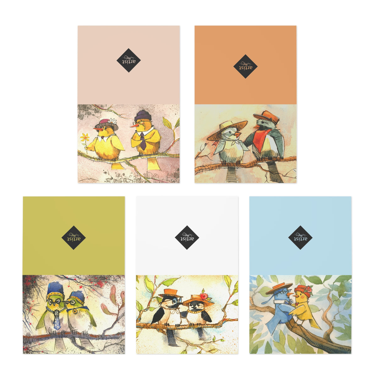Bird Lovers- Greeting Cards — 5-Pack Assorted Note Cards