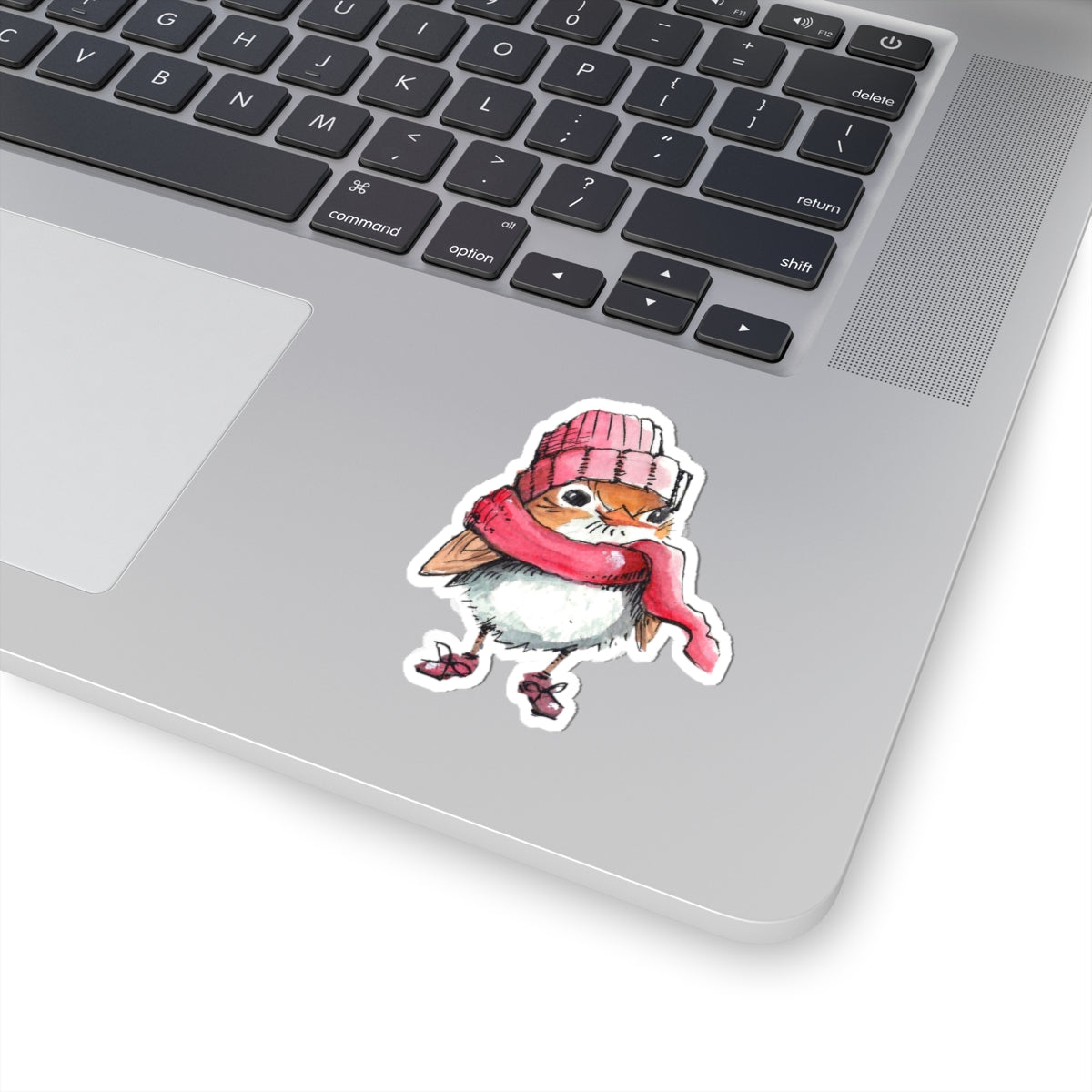 Cozy Winter Bird Kiss-Cut Sticker