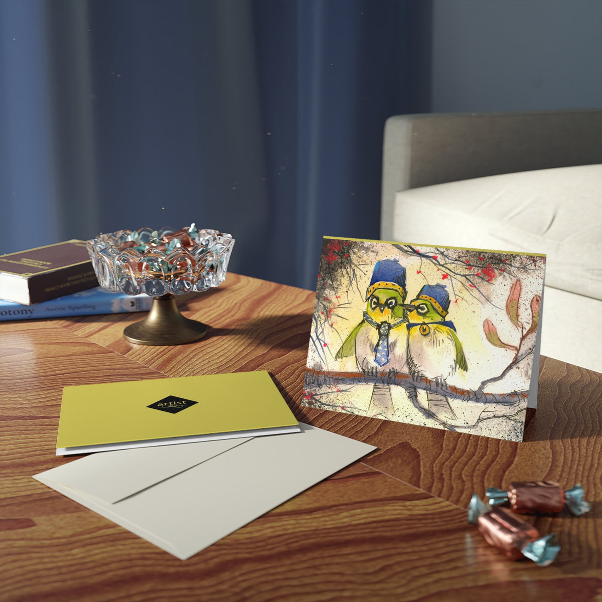 Greeting Card Set — Charming Owls in Winter