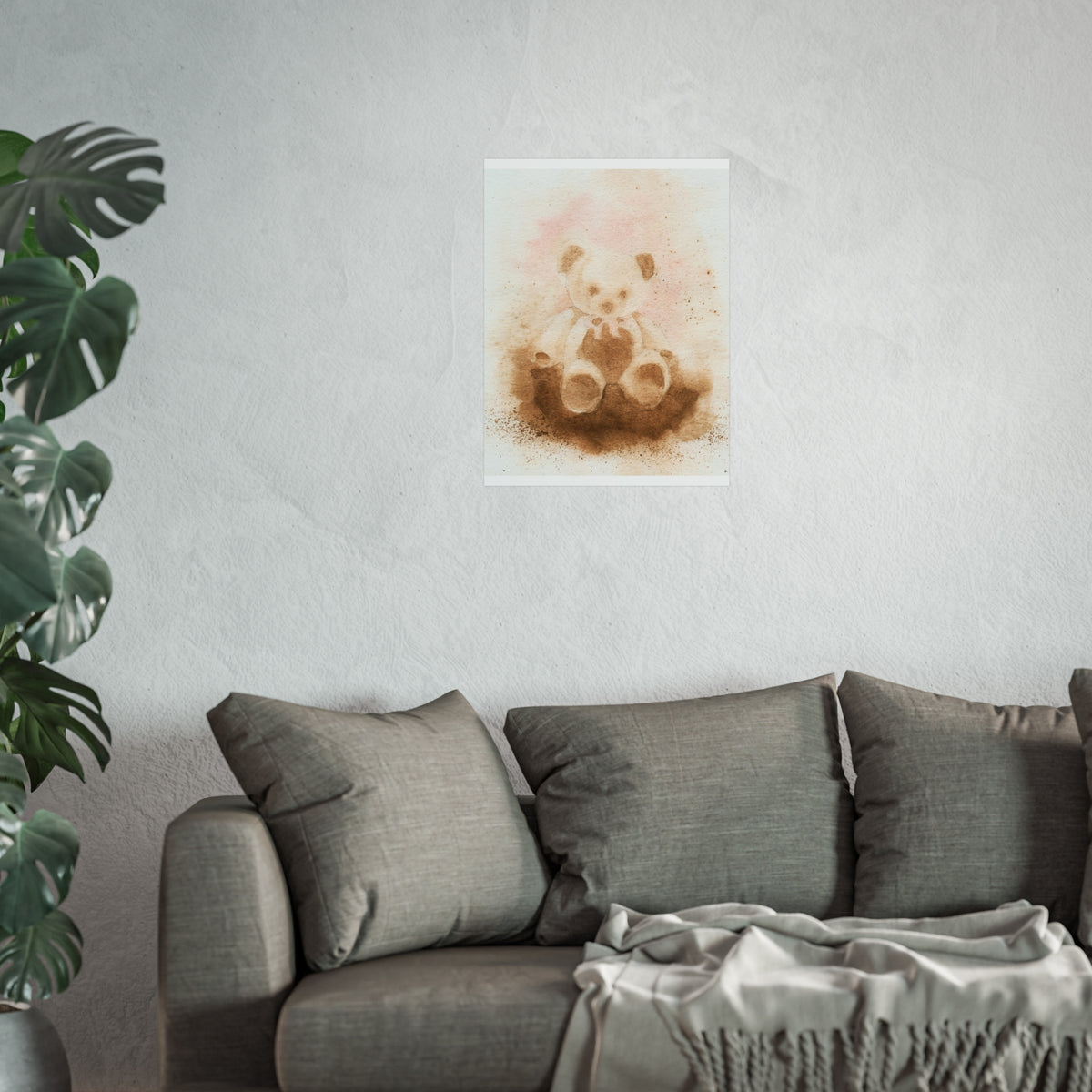 Teddy Bear Fine Art Poster — Soft Watercolor Nursery Wall Art
