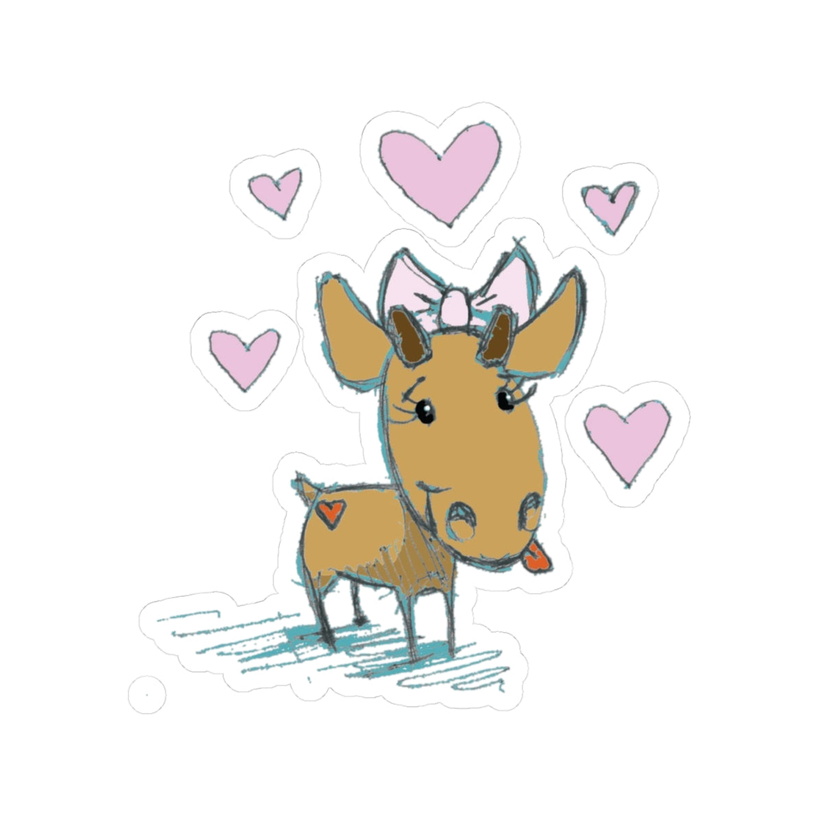 Cute Doe Sticker — Heartful Deer Kiss-Cut Vinyl Sticker