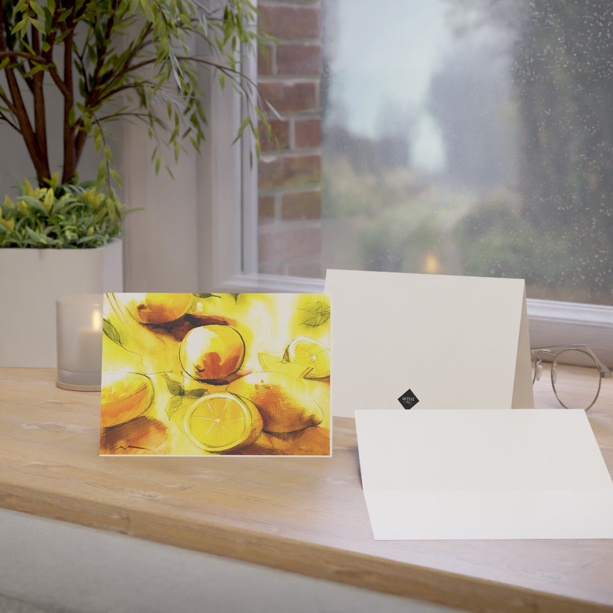 Citrus Watercolor Greeting Cards — Blank Folded Note Cards (Pack of 1/10/30/50)
