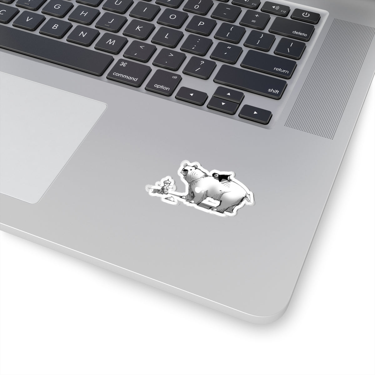 Whimsical Bear and Tiny Friend Kiss-Cut Sticker