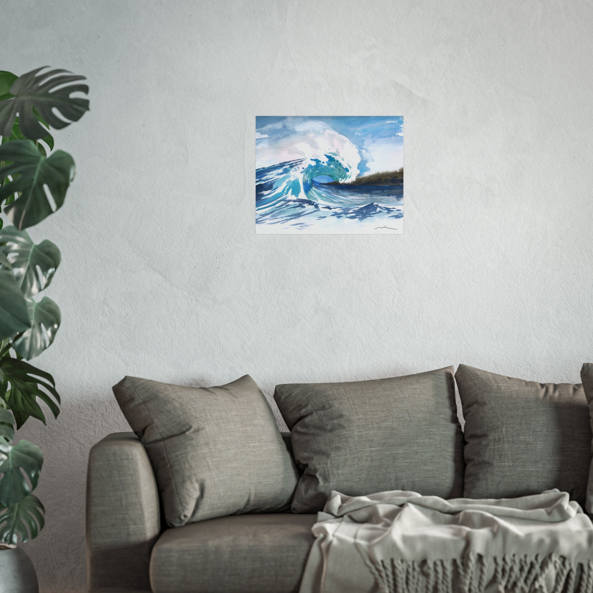 Ocean Wave Fine Art Poster — Watercolor Seascape Wall Art