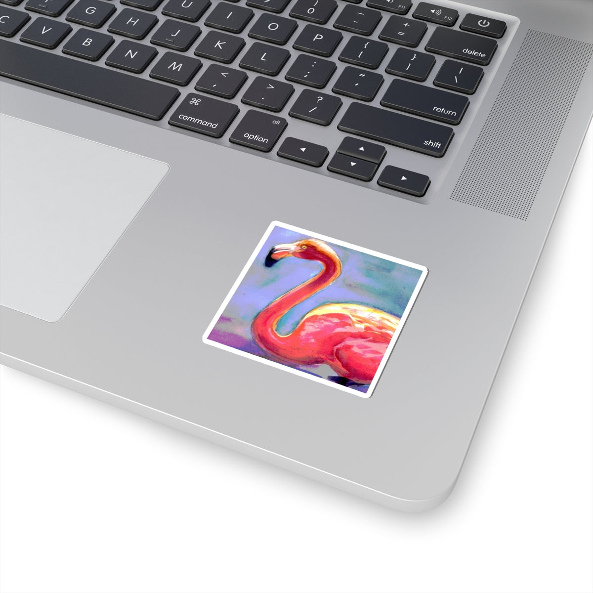 Pink Flamingo Kiss-Cut Sticker — Tropical Watercolor Laptop Decal