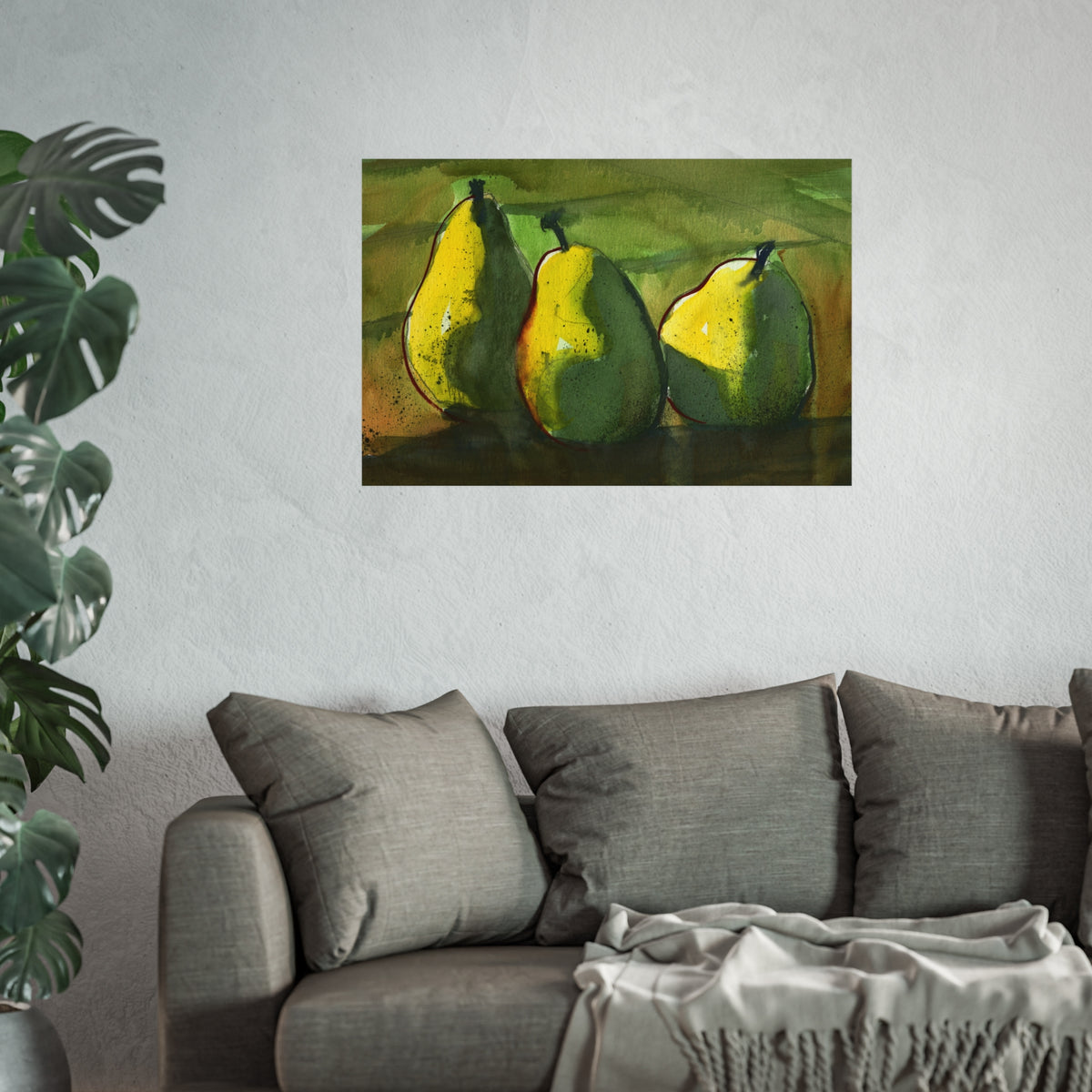 Fine Art Poster - Three Pears Watercolor Still Life