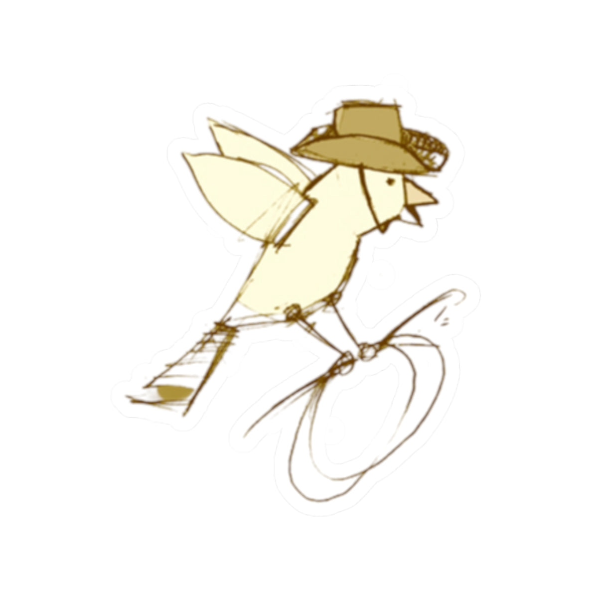 Cowboy Bird Sticker — Cute Western Bird Kiss-Cut Vinyl Decal for Laptops & Water Bottles