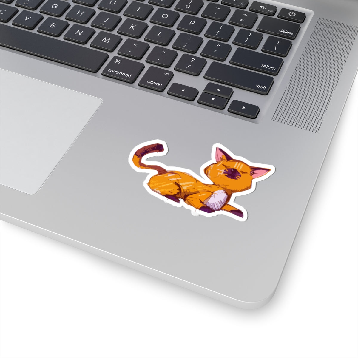 Relaxed Orange Cat Kiss-Cut Sticker — Cute Laptop & Journal Decal