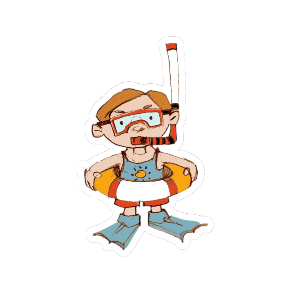 Dapper Diver Sticker — Funny Snorkeler Kiss-Cut Decal for Laptops & Water Bottles