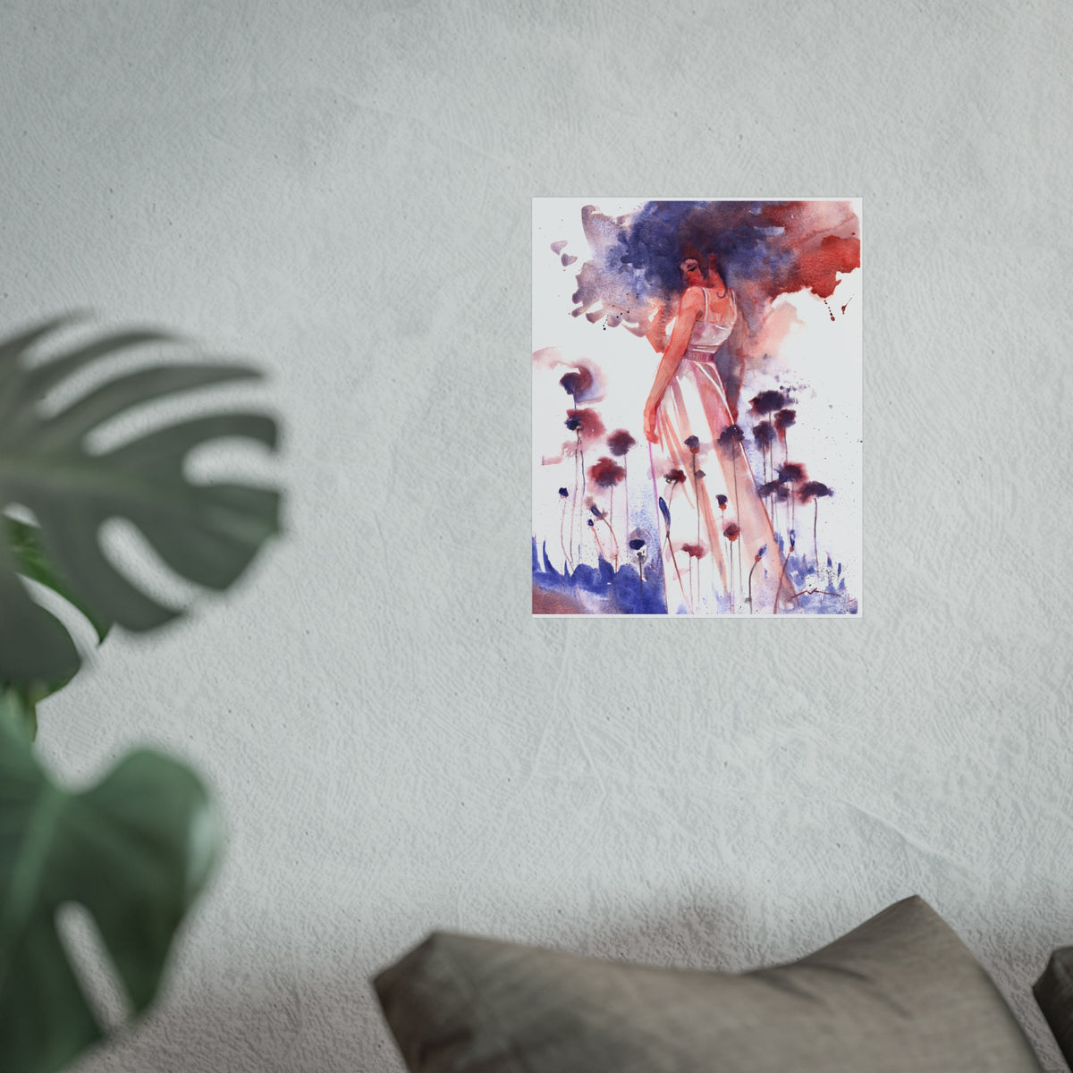 Watercolor Woman Fine Art Poster — Dreamy Floral Figurative Print