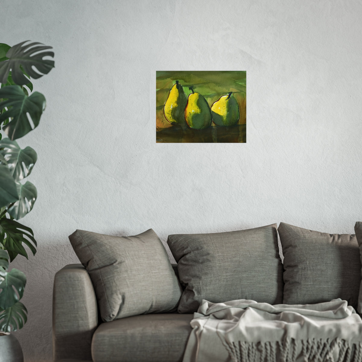 Fine Art Poster - Three Pears Watercolor Still Life