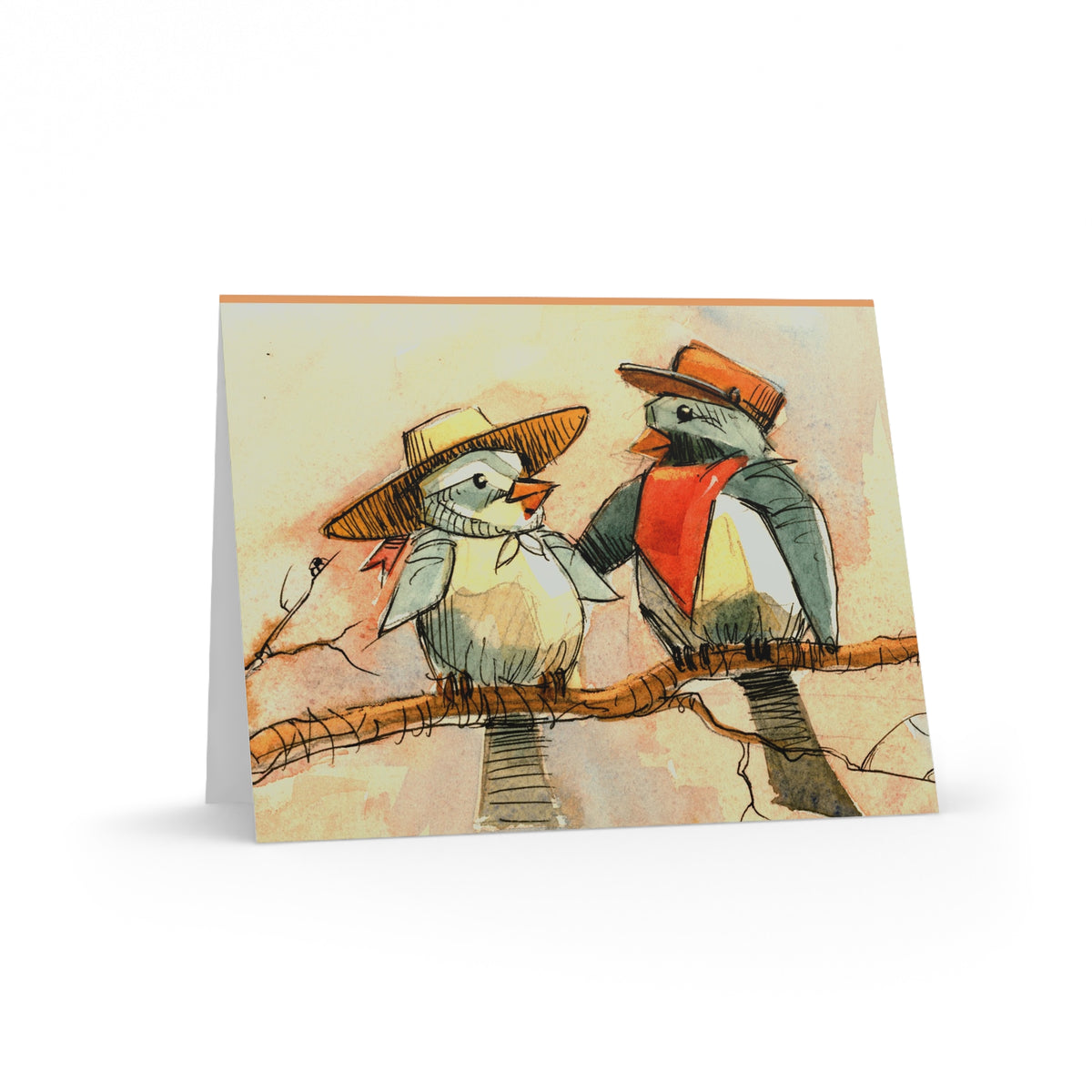 Greeting Cards — Whimsical Birds in Hats Illustrated Note Card Set