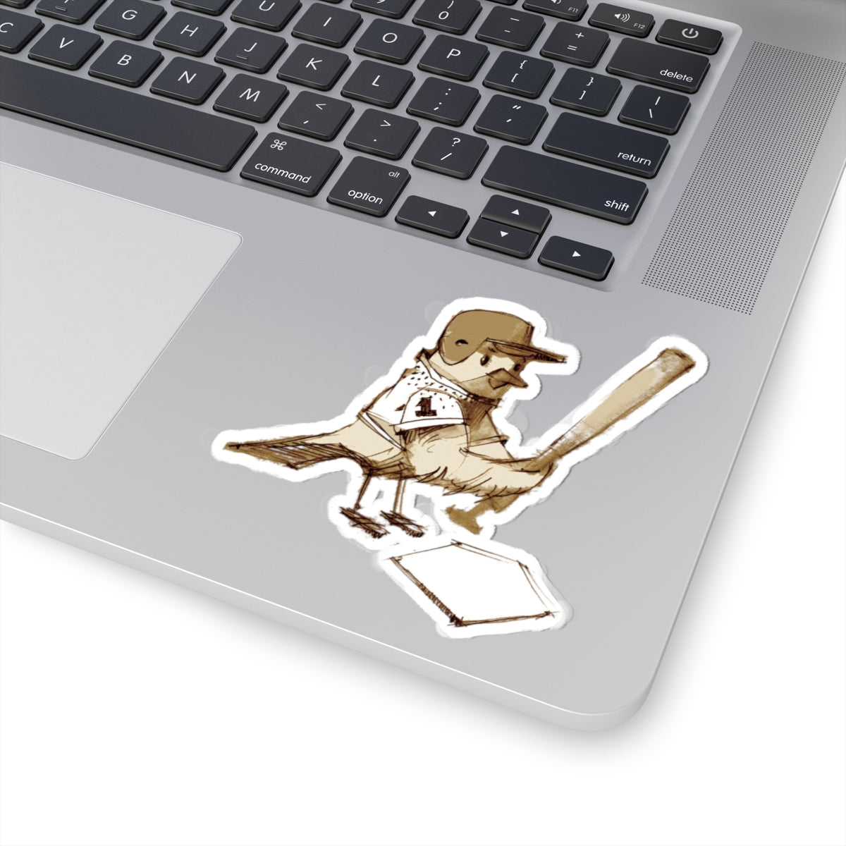 Baseball Bird Kiss-Cut Sticker — Vintage Batting Bird Sticker for Laptops, Water Bottles & Gear