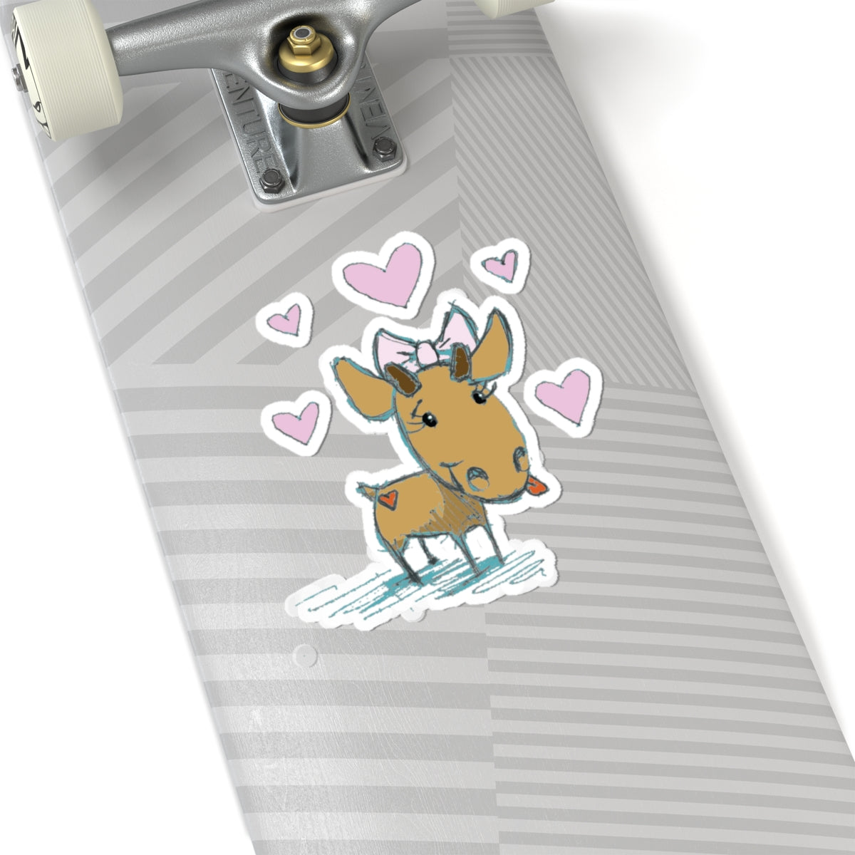 Cute Doe Sticker — Heartful Deer Kiss-Cut Vinyl Sticker