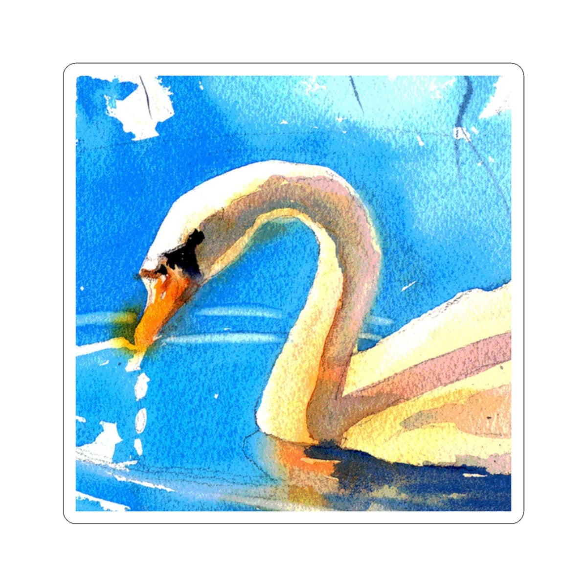Swan Watercolor Sticker — Kiss-Cut Vinyl Decal