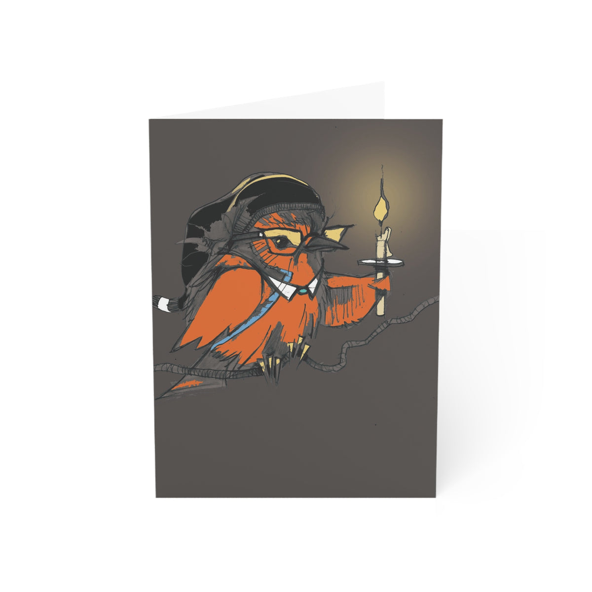 Gothic Owl Candle Greeting Card — Dark Cozy Halloween/Autumn Note Card (1, 10, 30, 50 pcs)