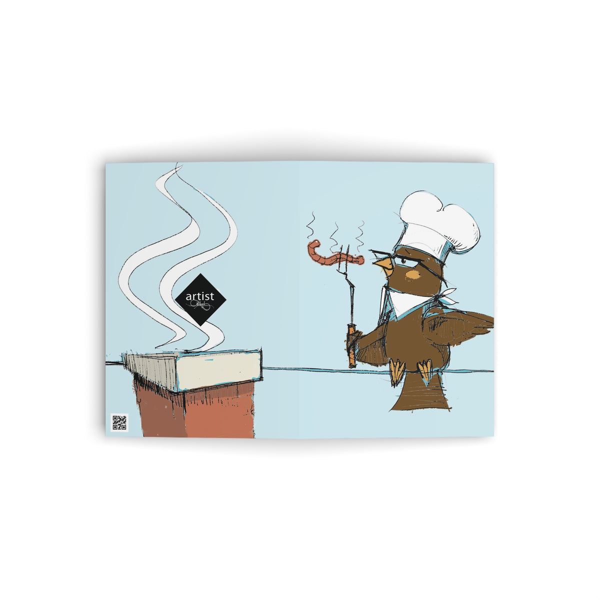 Chef Bird Greeting Card — Humorous Culinary Birthday or Congrats Card