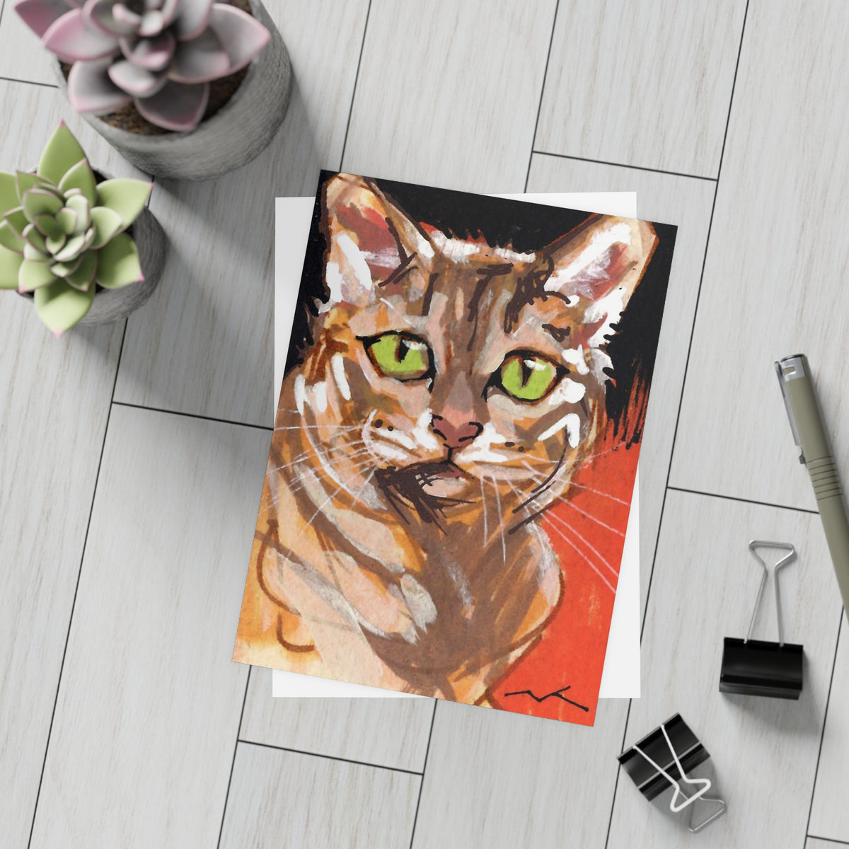 Green Eyes-Cute Cat-Postcard Bundles (envelopes included)