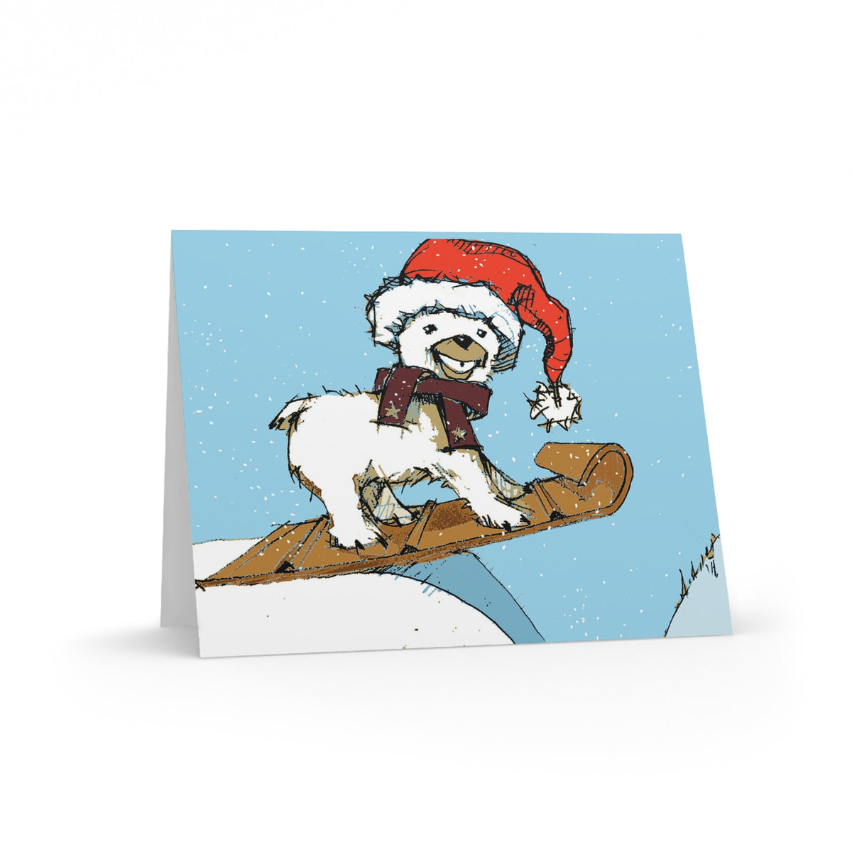 Funny Skiing Polar Bear Christmas Greeting Cards