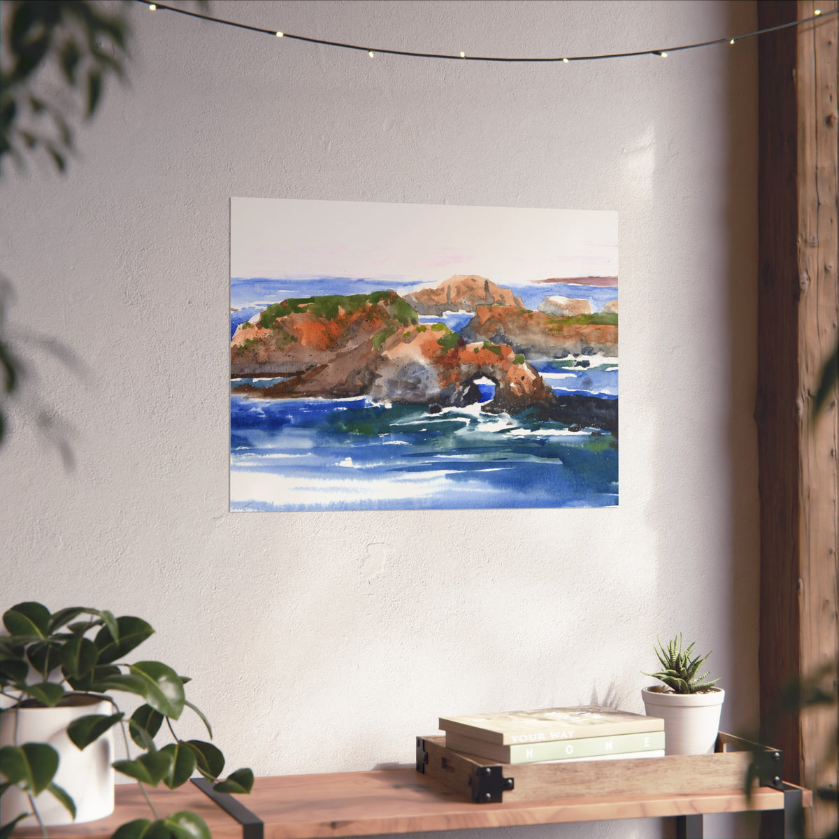 Coastal Arch Watercolor Fine Art Poster — Ocean Landscape Print