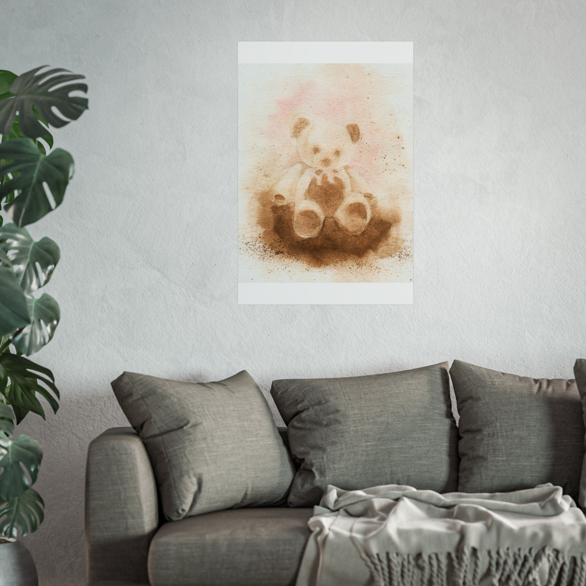 Teddy Bear Fine Art Poster — Soft Watercolor Nursery Wall Art