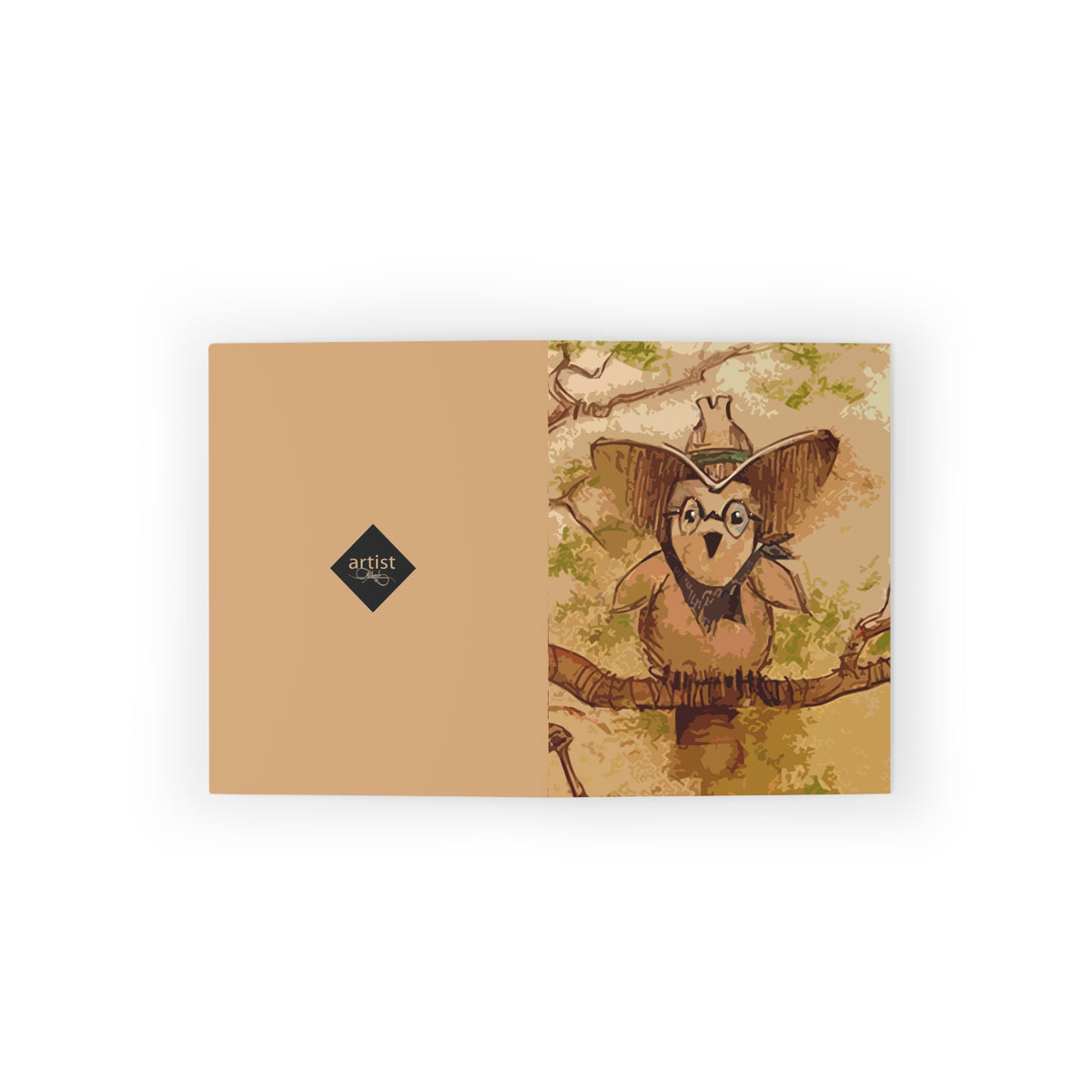 Woodland Owl Greeting Cards — Rustic Hand-Drawn Owl Note Cards