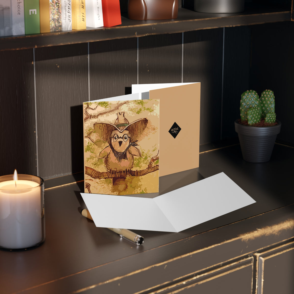 Woodland Owl Greeting Cards — Rustic Hand-Drawn Owl Note Cards
