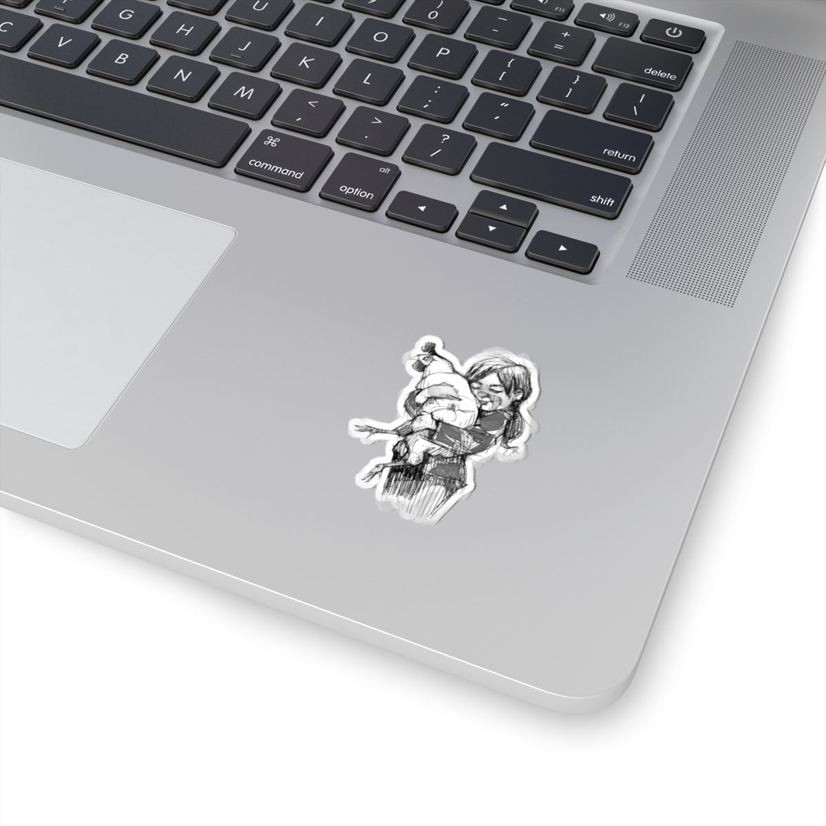 Chicken Hug Sticker — Sketch Art Kiss-Cut Sticker