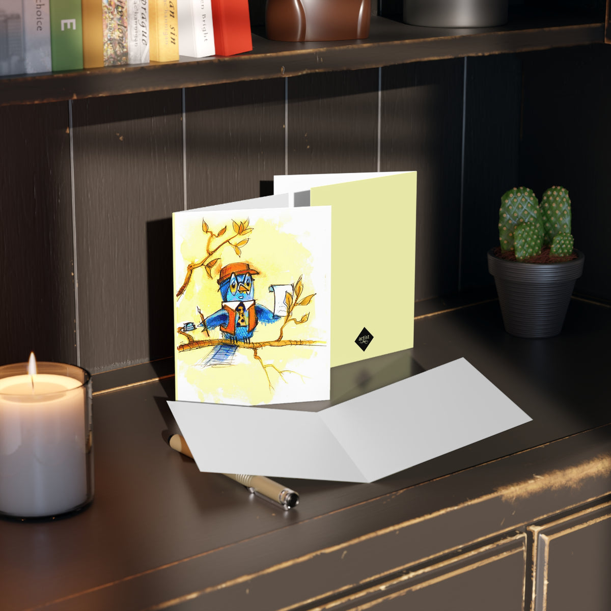 Writer Bluebird Greeting Cards — Hand-Drawn Bird on Branch Notecards