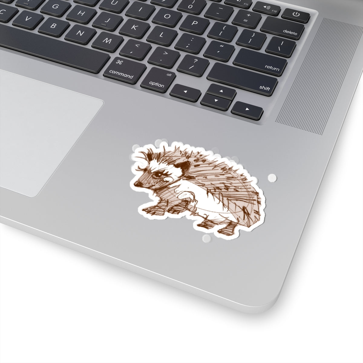 Hedgehog Step Sketch Kiss-Cut Stickers — Cute Brown Ink Animal Decal for Laptops & Journals
