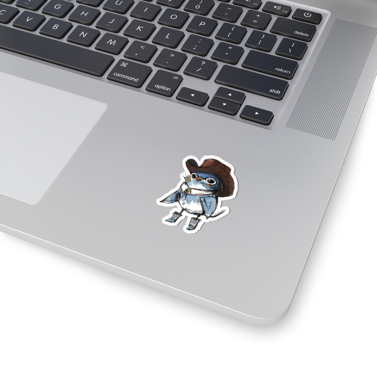 Cowboy Bird Kiss-Cut Sticker — Cute Western Bluebird Sticker for Laptops & Journals
