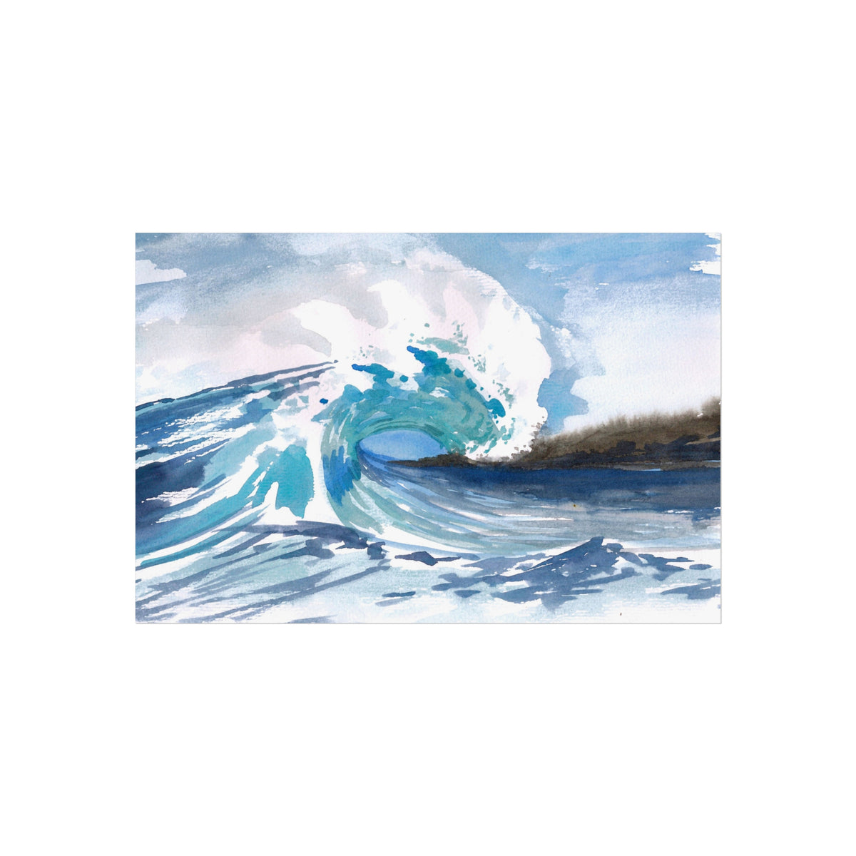 Ocean Wave Fine Art Poster — Watercolor Seascape Wall Art