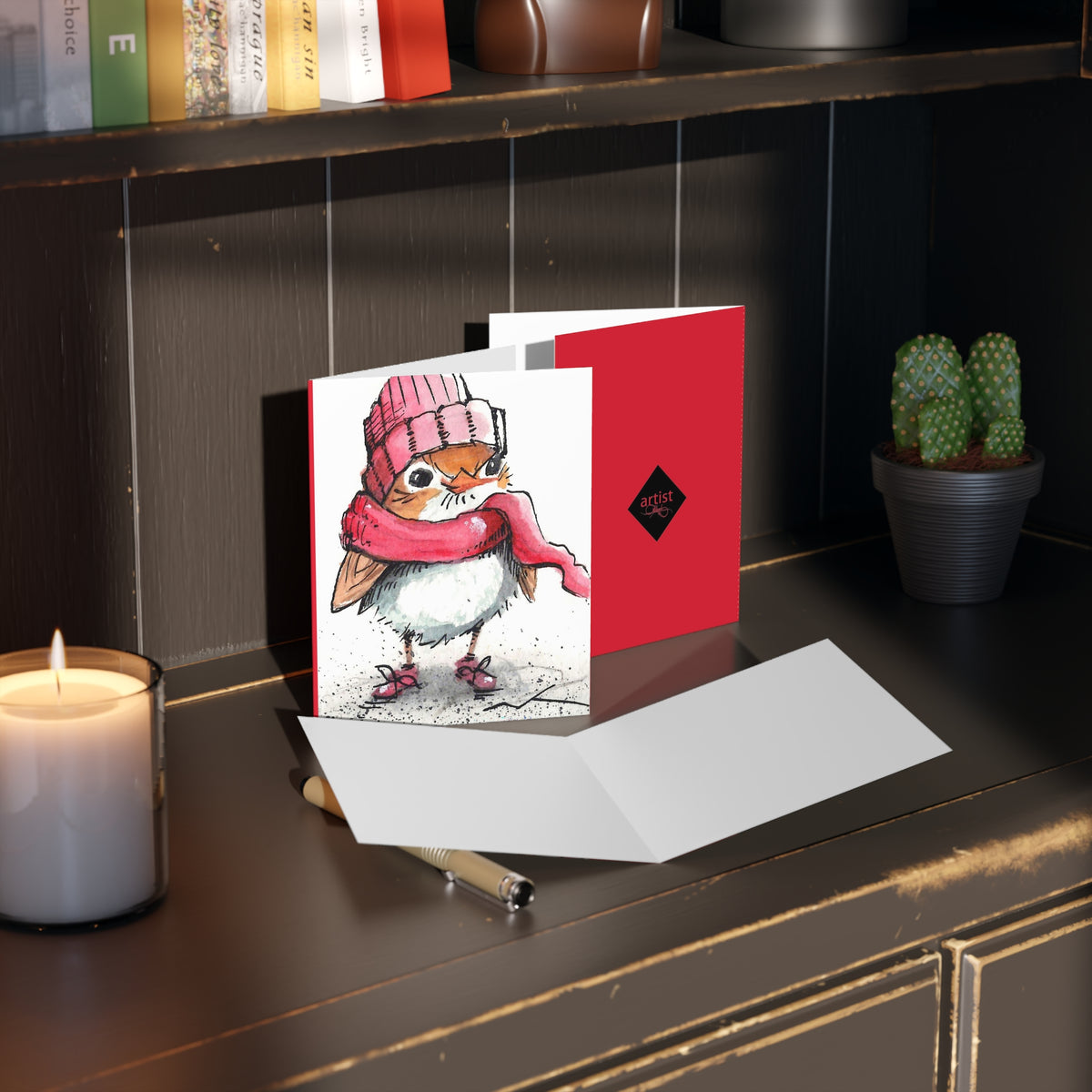 Holiday Robin Greeting Cards — Cute Winter Bird Note Cards