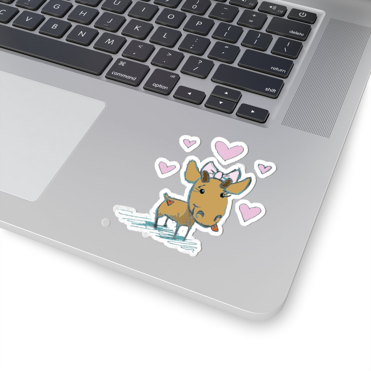 Cute Doe Sticker — Heartful Deer Kiss-Cut Vinyl Sticker