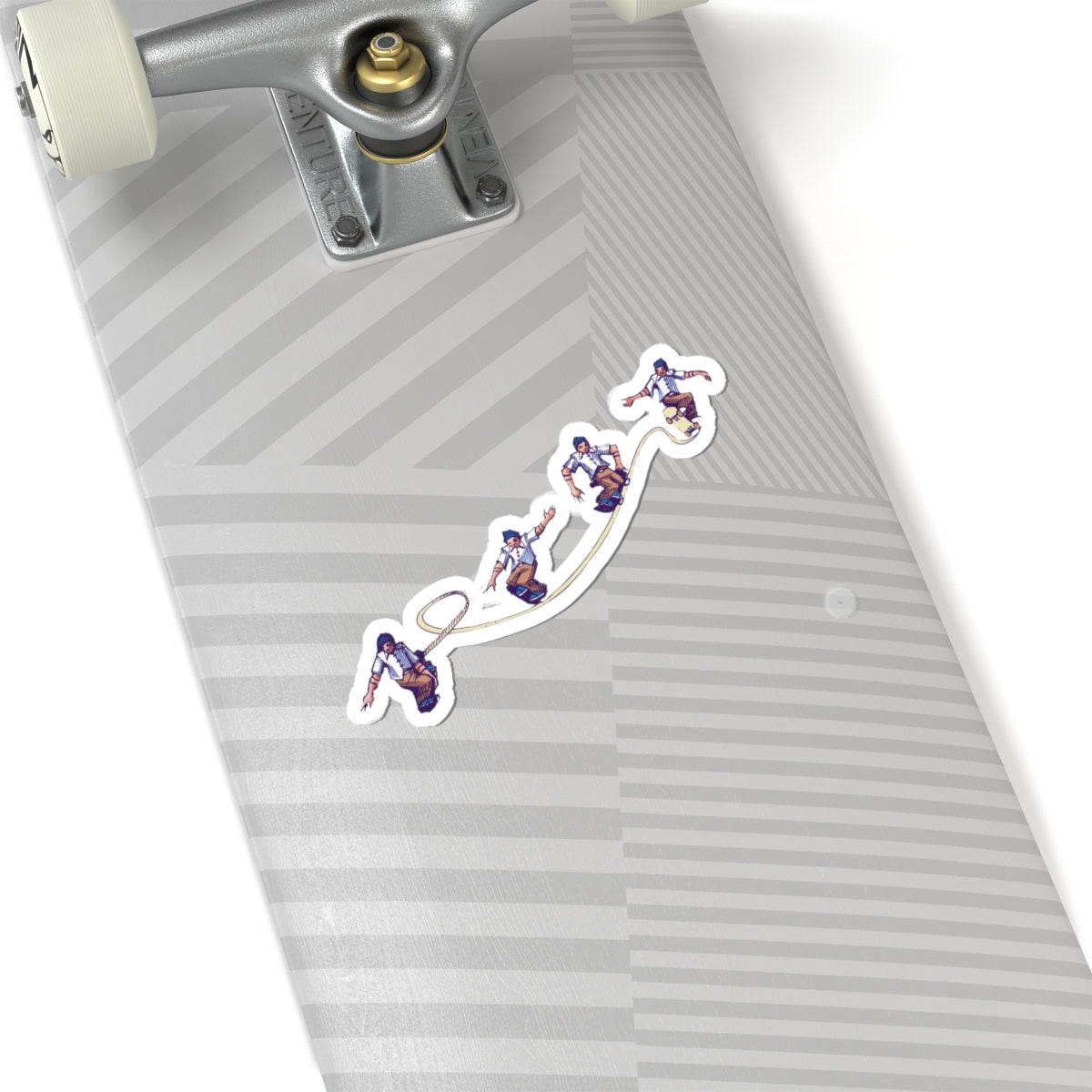 Skateboard Sequence Kiss-Cut Sticker — Retro Skate Trick Laptop Decal