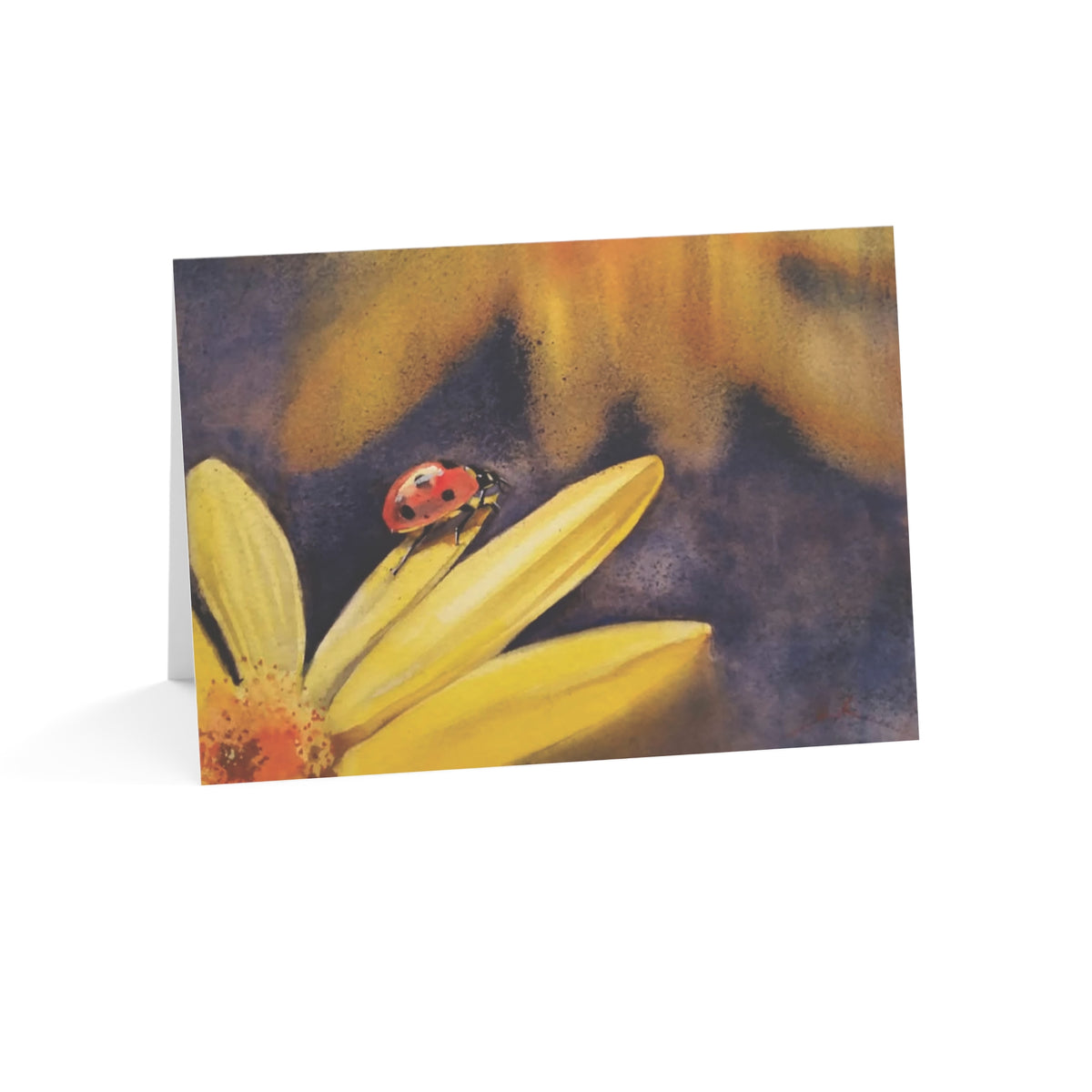 Greeting Card — Ladybug on Yellow Daisy (Blank Inside)