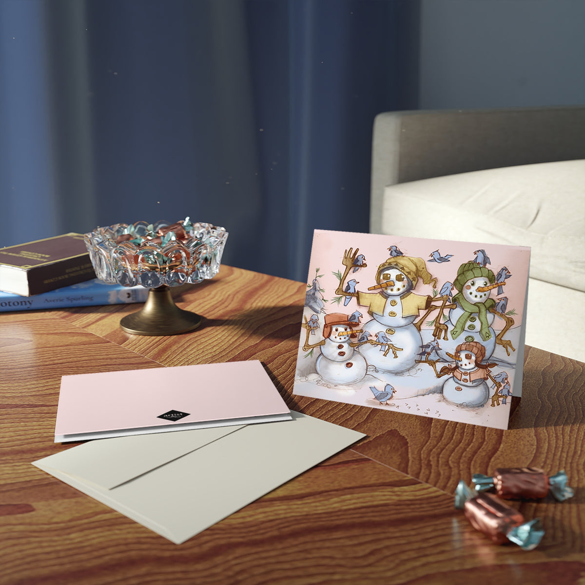 Snowman Family Holiday-- Greeting Cards
