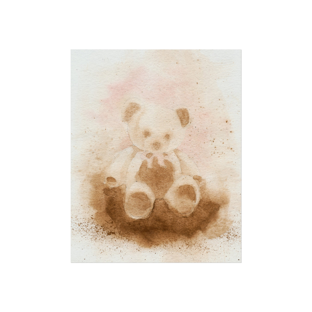 Teddy Bear Fine Art Poster — Soft Watercolor Nursery Wall Art