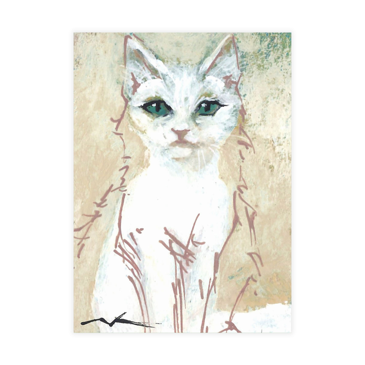 White Cat-Cute Cat-Postcard Bundles (envelopes included)
