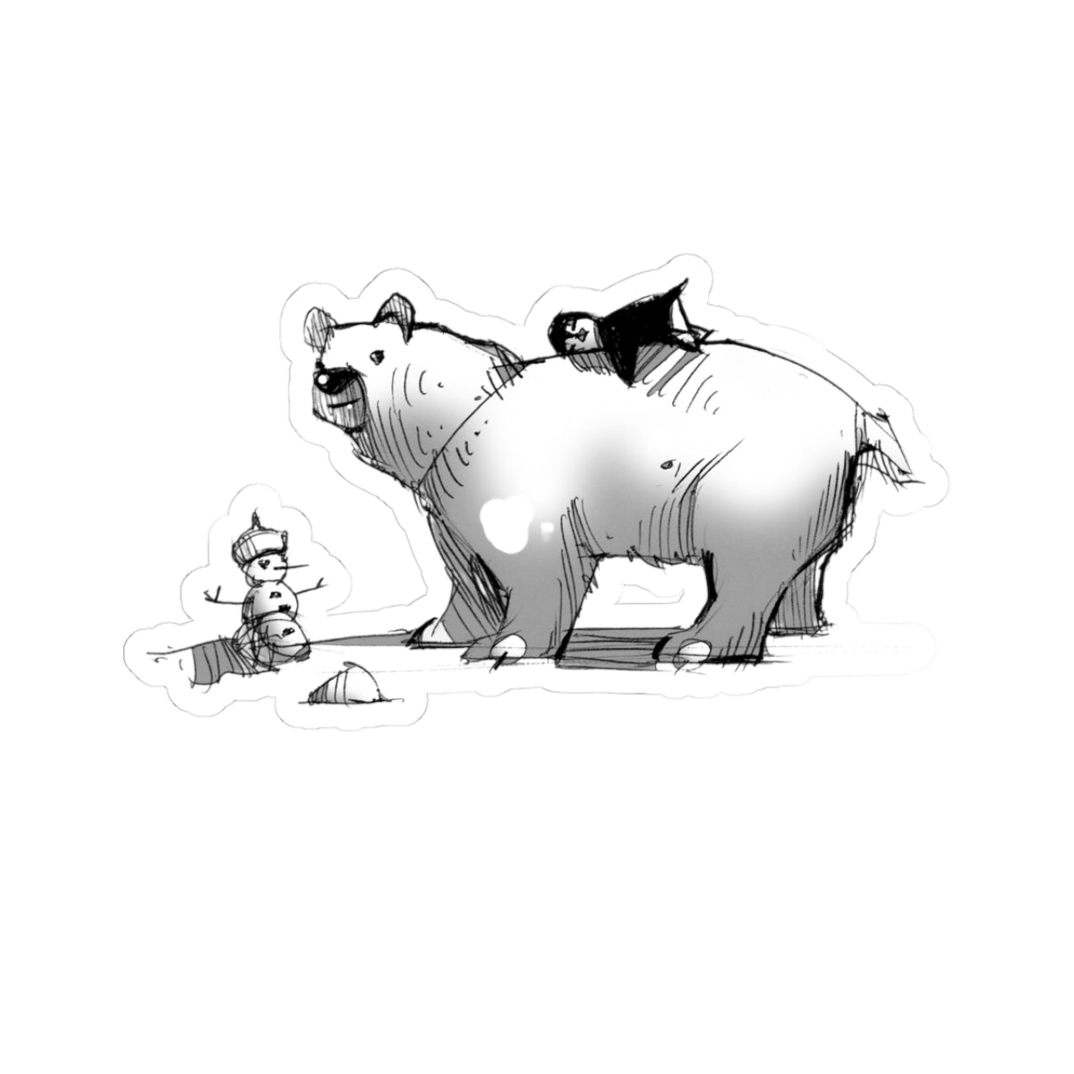 Whimsical Bear and Tiny Friend Kiss-Cut Sticker