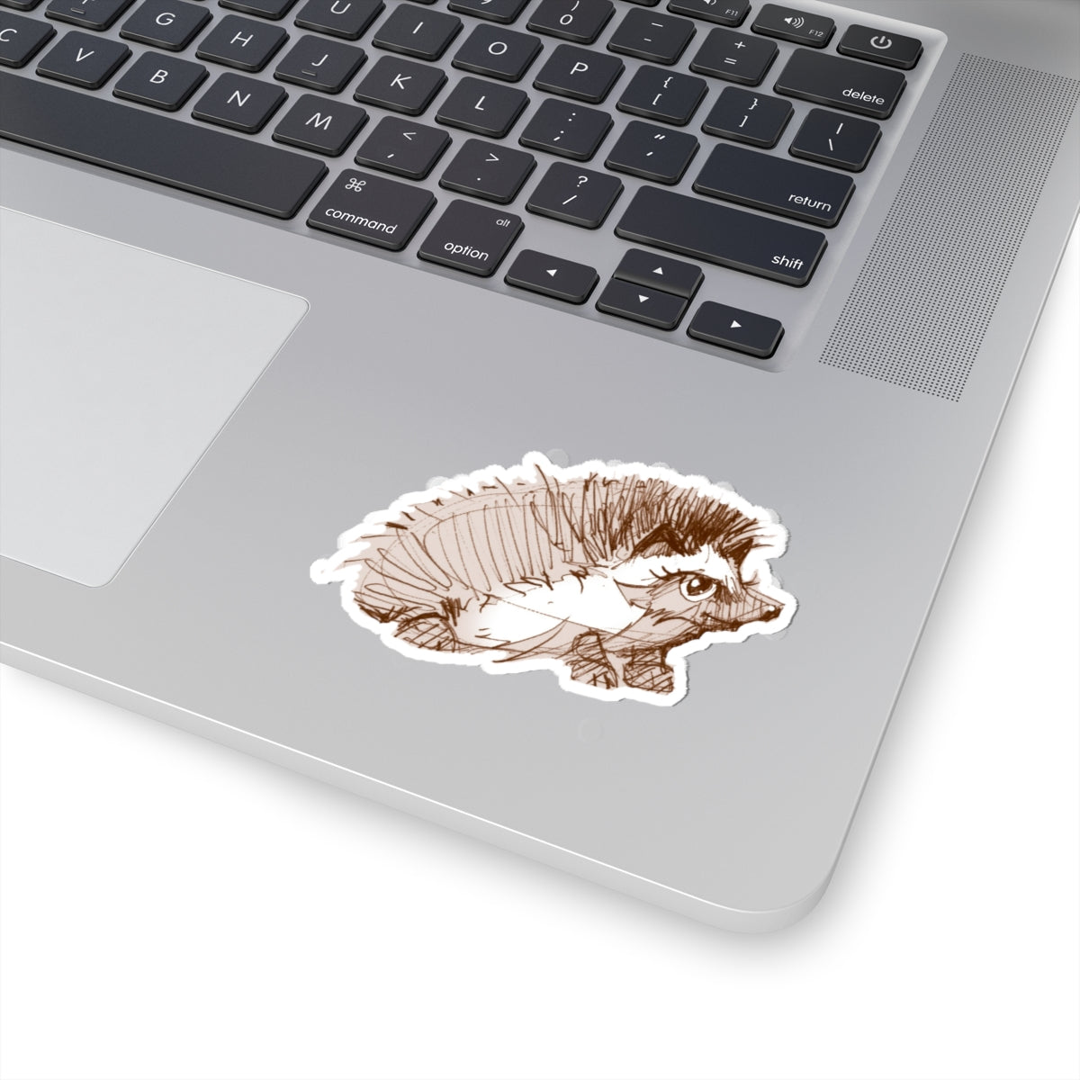 Hand-Drawn Hedgehog Kiss-Cut Sticker — Cute Sketch Laptop Decal