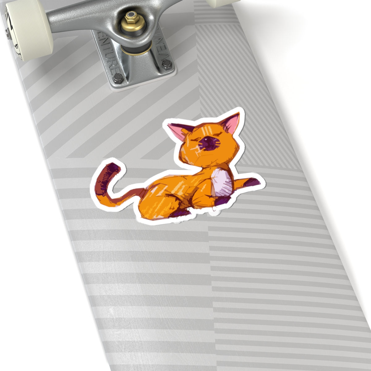 Relaxed Orange Cat Kiss-Cut Sticker — Cute Laptop & Journal Decal